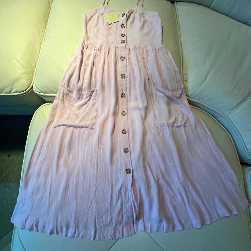 Nordstrom Light Pink Button-Down Dress Good Luck Gem